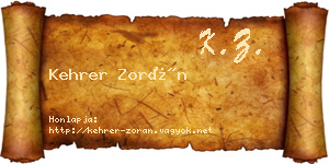 Kehrer Zorán névjegykártya