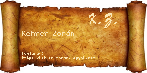 Kehrer Zorán névjegykártya